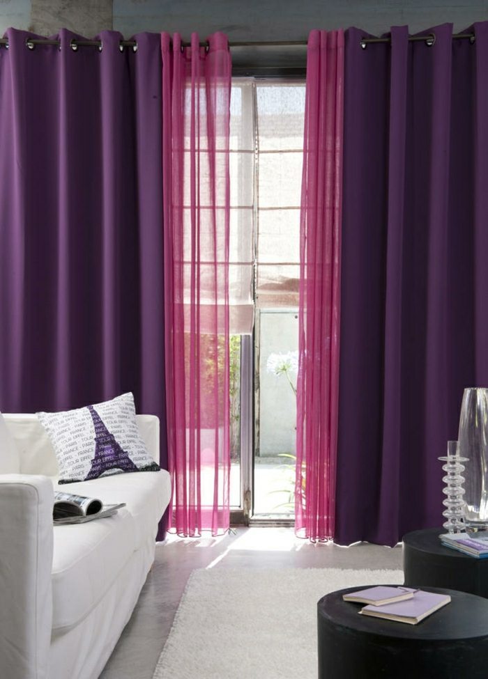 purple color curtains