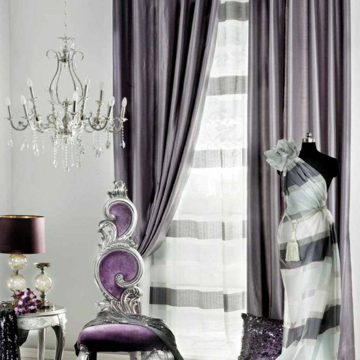 Modern curtains living room elegant purple color