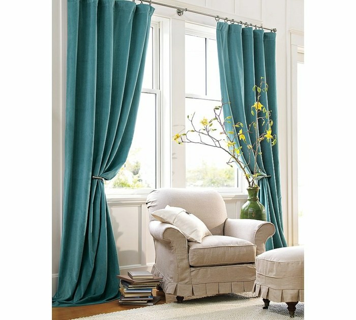 curtains modern blue color