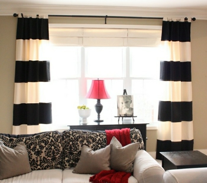 curtains living room stripe black white horizontal