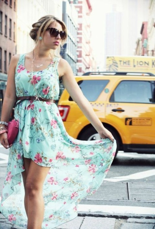 pink blue modern summer dress