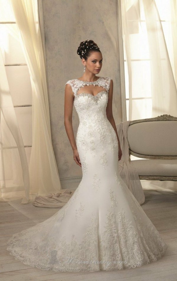 mermaid wedding dress interesting neckline