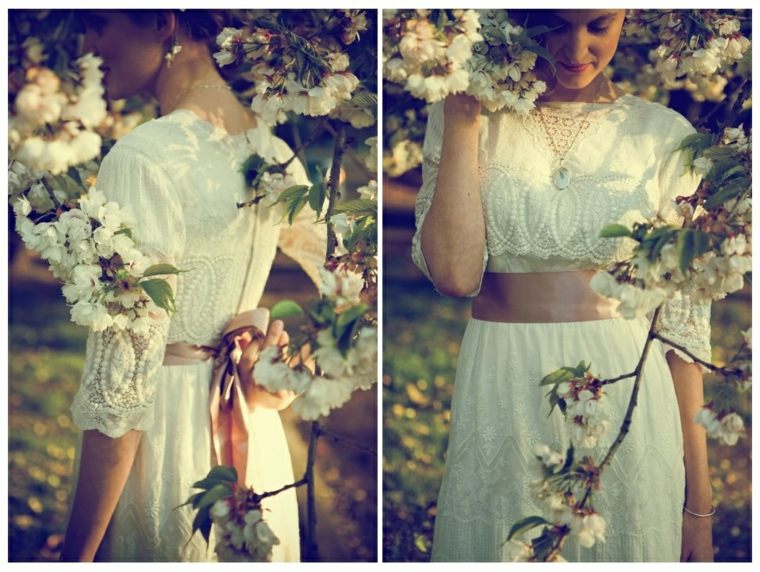 vintage white wedding idea dress