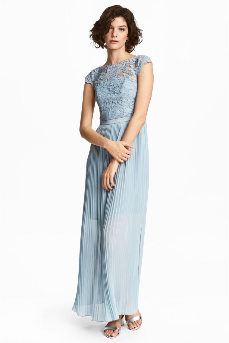 dress-inviterte-wedding-plissert lange blå-h & m