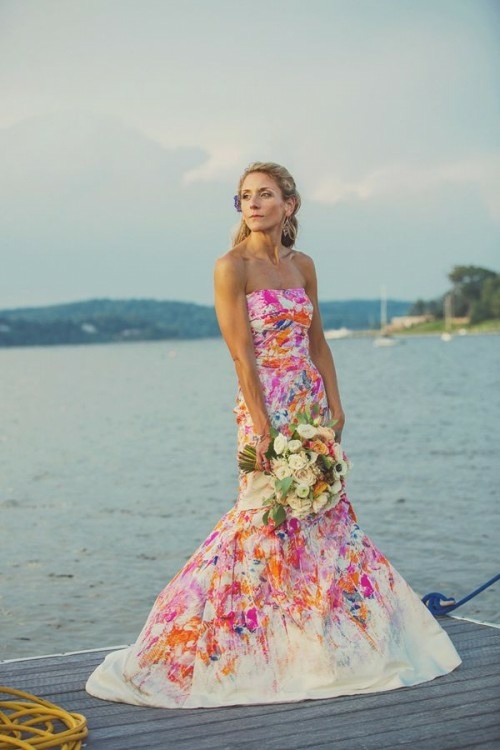 floral pattern wedding dress mermaid pattern