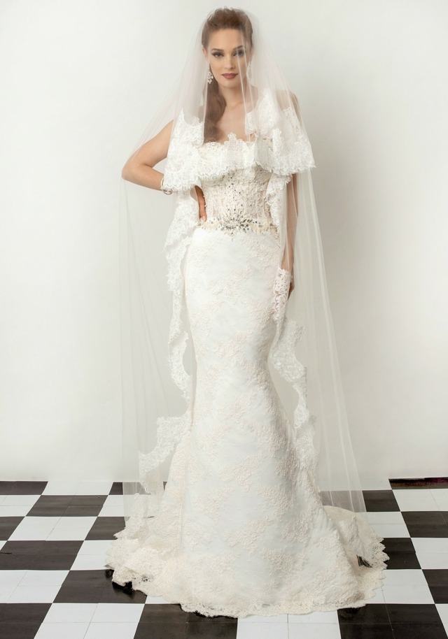 mariee dress modern veil