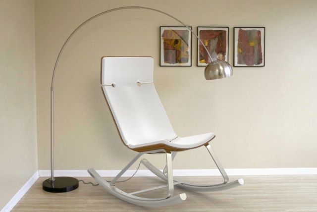 rocking chair-white-modern-lamp-foot metal
