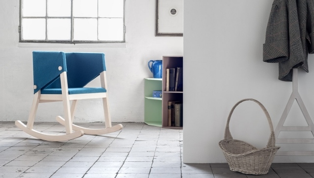 rocking chair-wood-white-blue-design-contemporary rocking chair