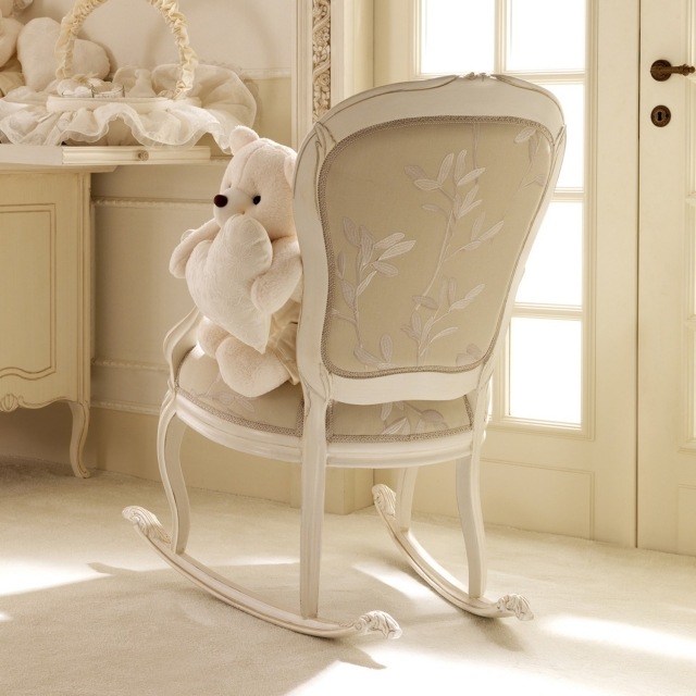 rocking chair-room-baby-white-cream-bear-plush rocking chair
