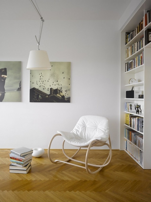 rocking chair-leather-white-design-elegant rocking chair