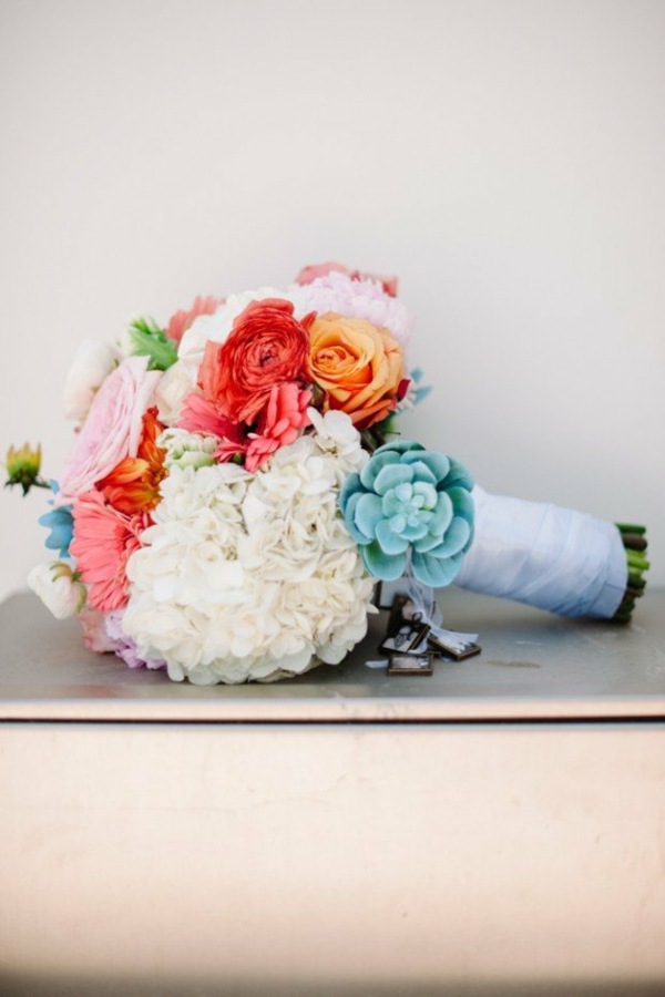 round colored original wedding bouquet