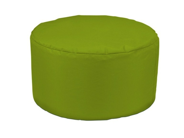 Round green fabric round pouf