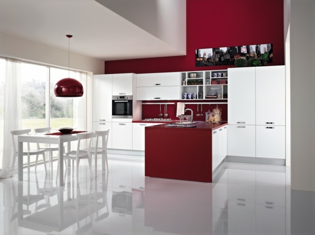 red white kitchen deco