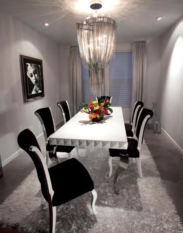 dining room design lamp hanging design kitchen chair black white table flowers
