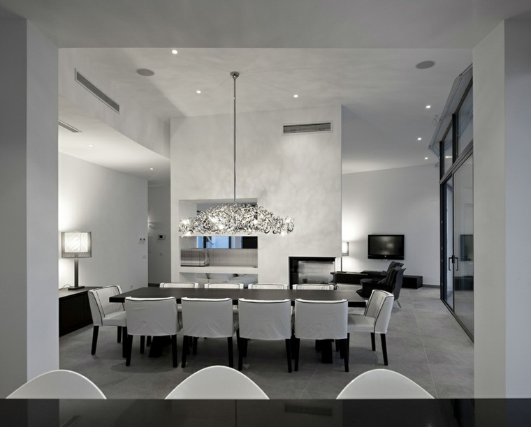 pendant light dining table black white chair