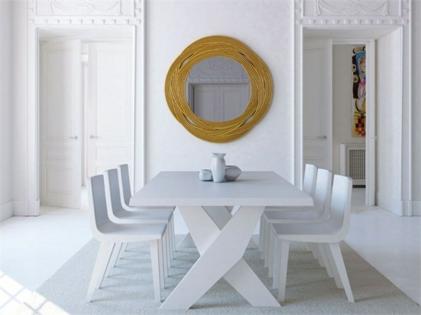 dining room round design mirror