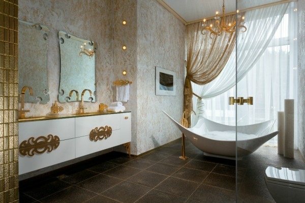 golden white bath room