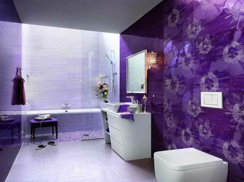 bath room tiled purple contempotain