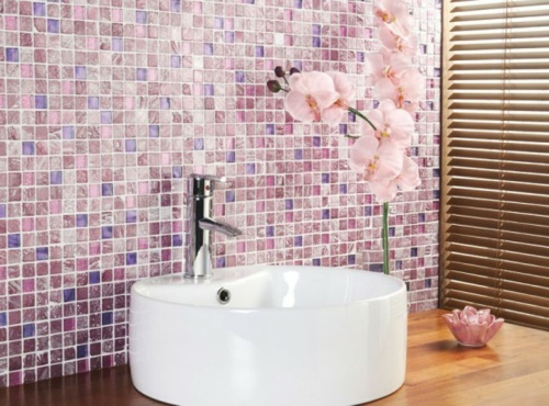 bathroom tile pink