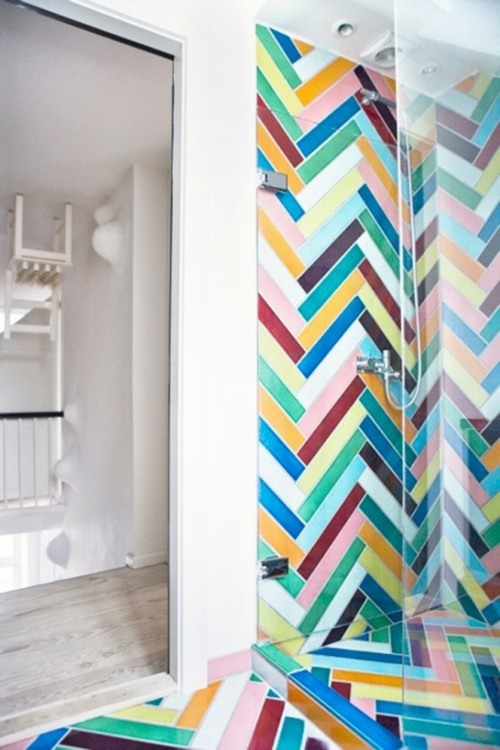 bath room deco multicolored tile