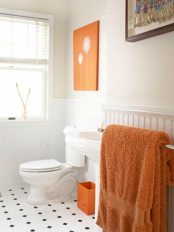 room bathroom deco modern orange white