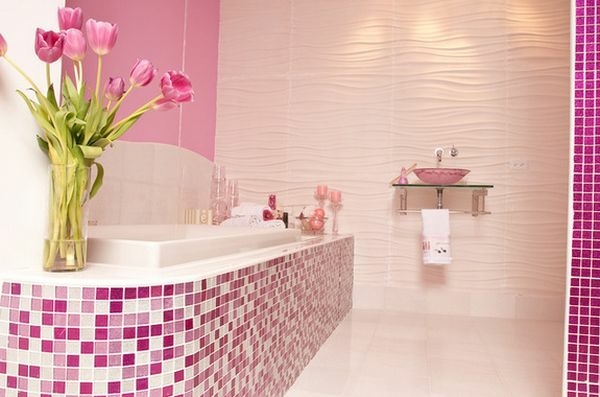 pink white elegant bathroom