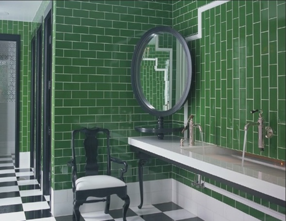 elegant bathroom green tile