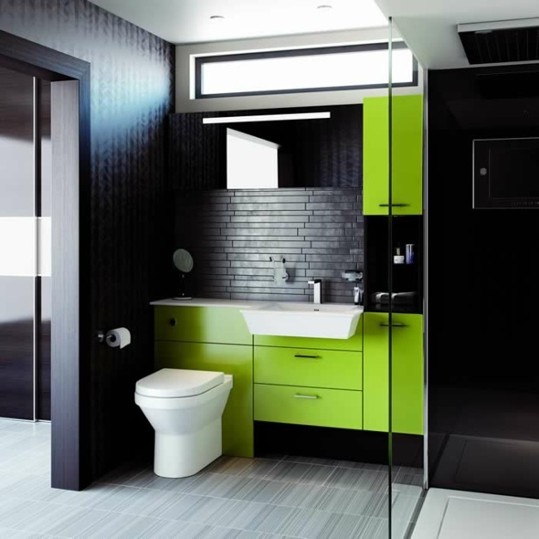 interesting bath room black green