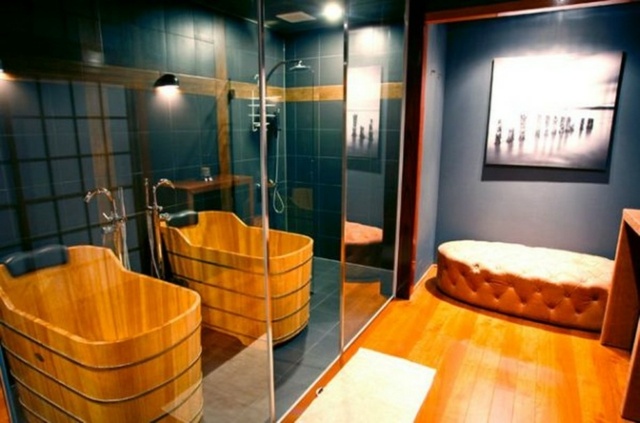 Zen bath room traditional double bathtubs