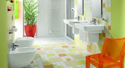 modern bath room multicolored