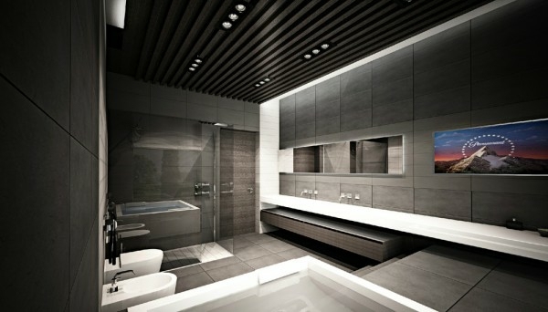 black modern bath room