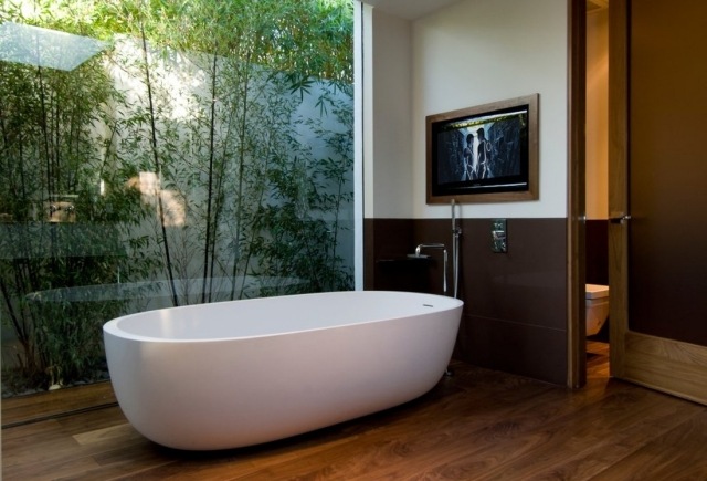 room-bathroom-modern-garden-view bamboo bath