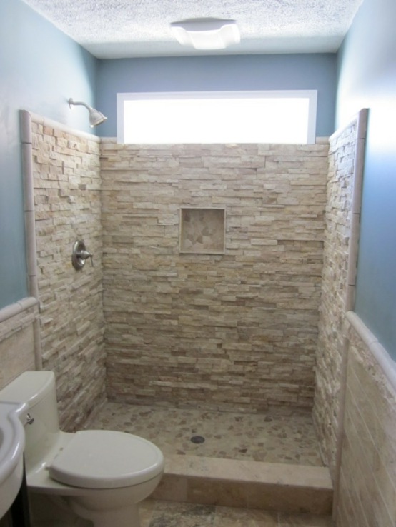 bath room wall color blue natural stone