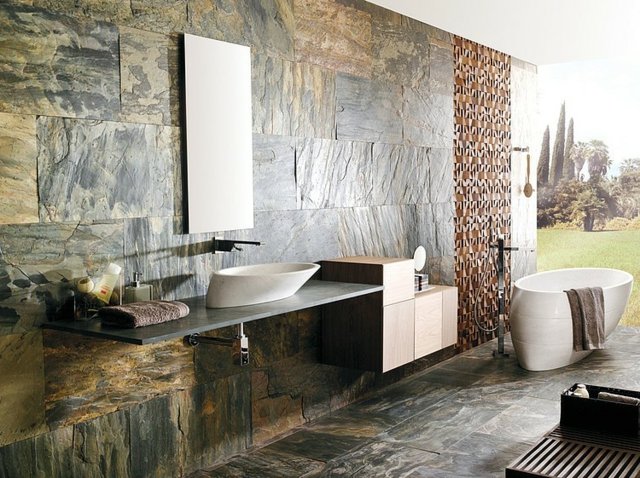 bath room walls stone