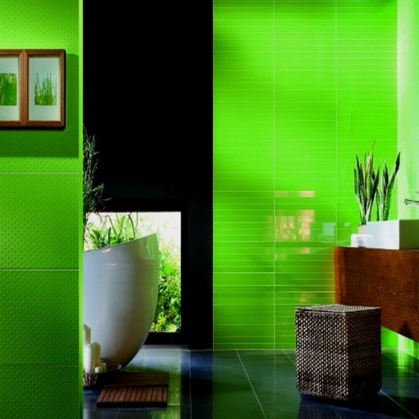 flashy green bathroom