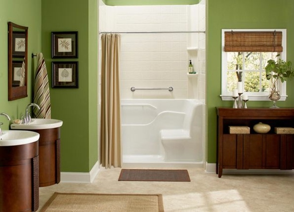 green bathroom furniture wood