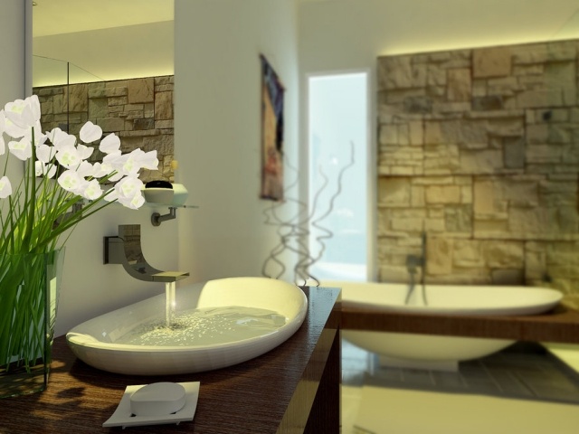 contemporary Zen bathroom-basin-tub