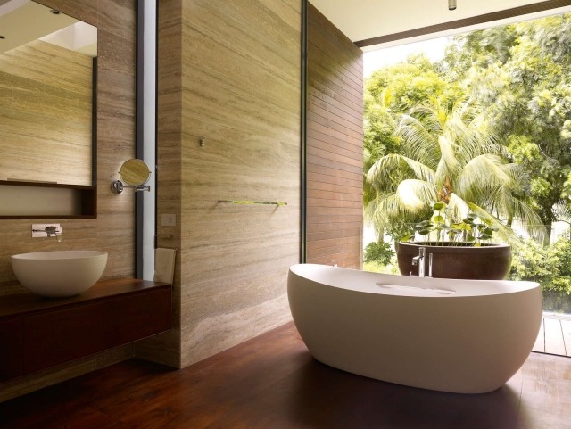 room bath-zen-walls-wood-bath-island