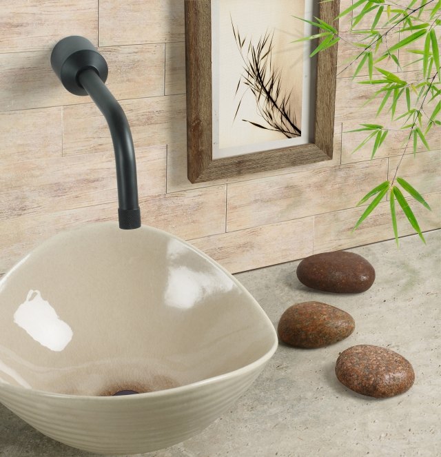 bathroom zen basin stone-frame-wood-pebble