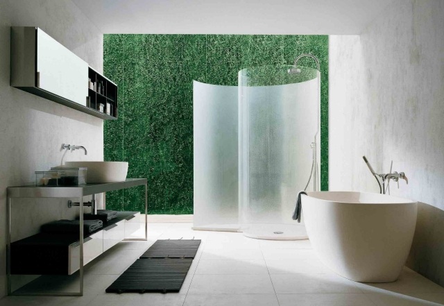 bathroom-design-natural-wall-vegetable-carpet-baing-wood bathroom design