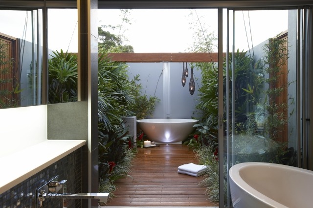 bathroom-design-natural-flooring-wood-plants bathroom design