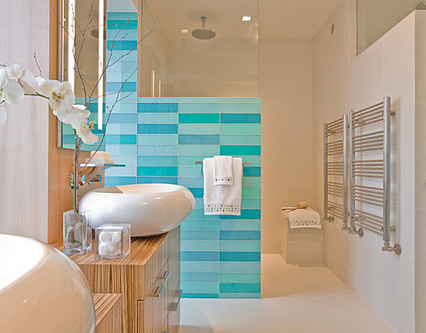 modern bathroom tiles colors blue orchidee ambiance