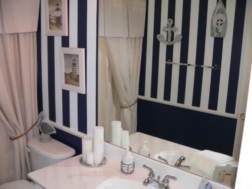 bathroom wall stripes decorative maritime elements