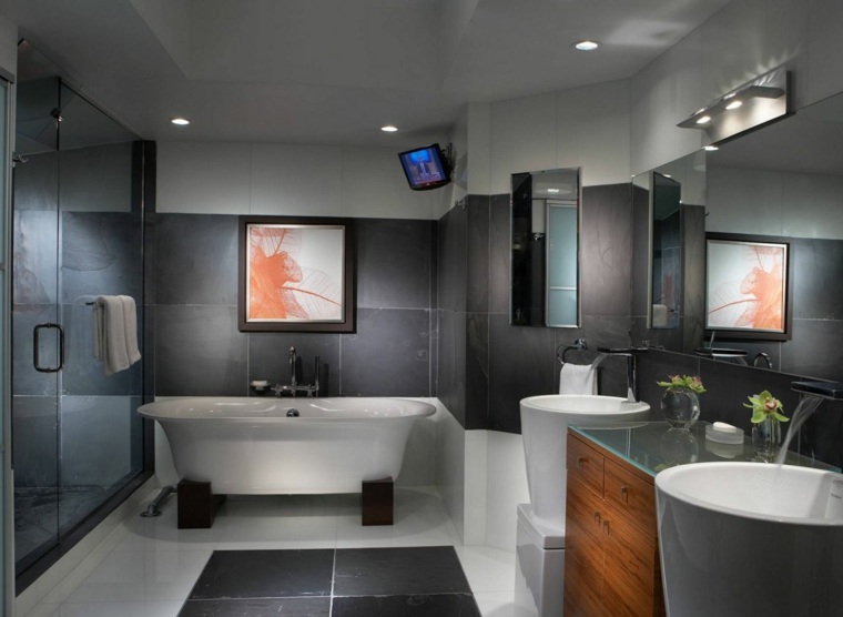 black slate bathroom deco