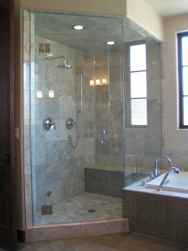 bathroom with italian shower tub