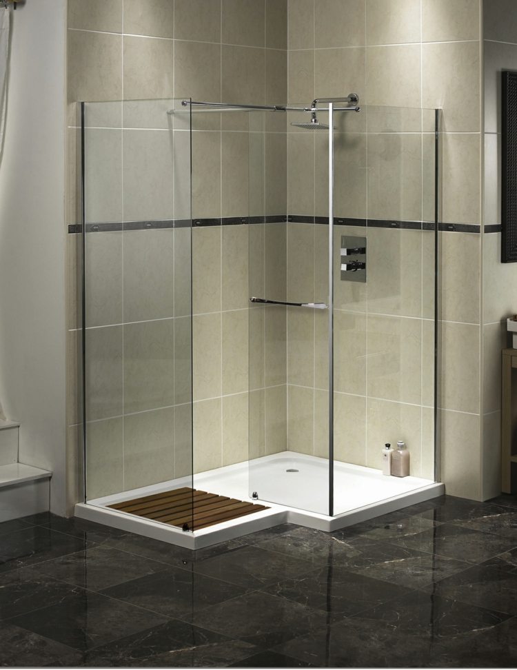 bathroom with beige italian shower