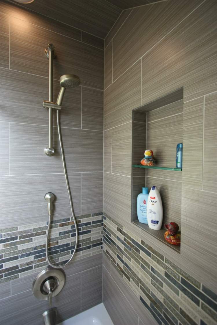 bathroom with italian shower and shelves