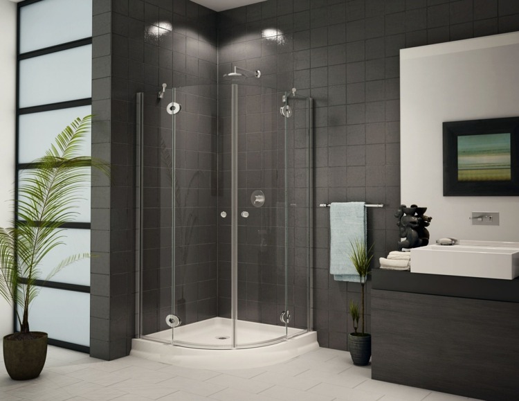 bathroom with italian shower white gray