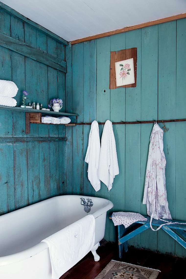 bathroom wood modern blue bathtub design deco wall shelves