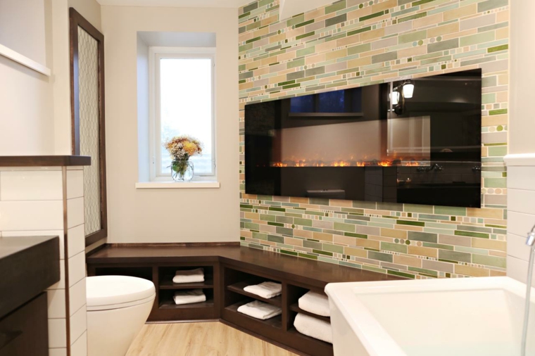 idea bath tub small bathroom fireplace